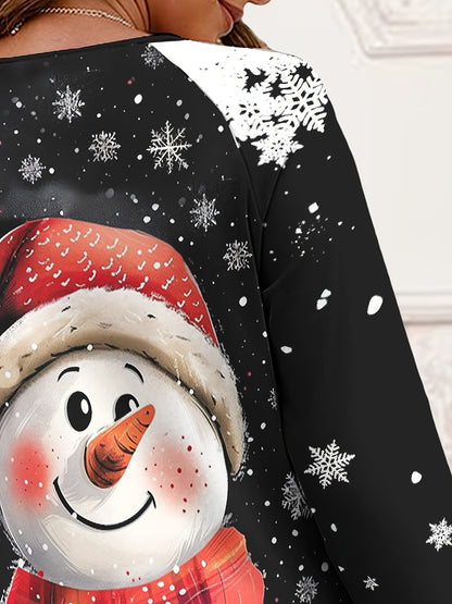 Two-Piece Festive Christmas Print Pantsuit Set - Women's Casual Long Sleeve Pullover Sweatshirt and Cozy Pants Outfit with Elastic Waistband and Soft Fabric for Holiday Party