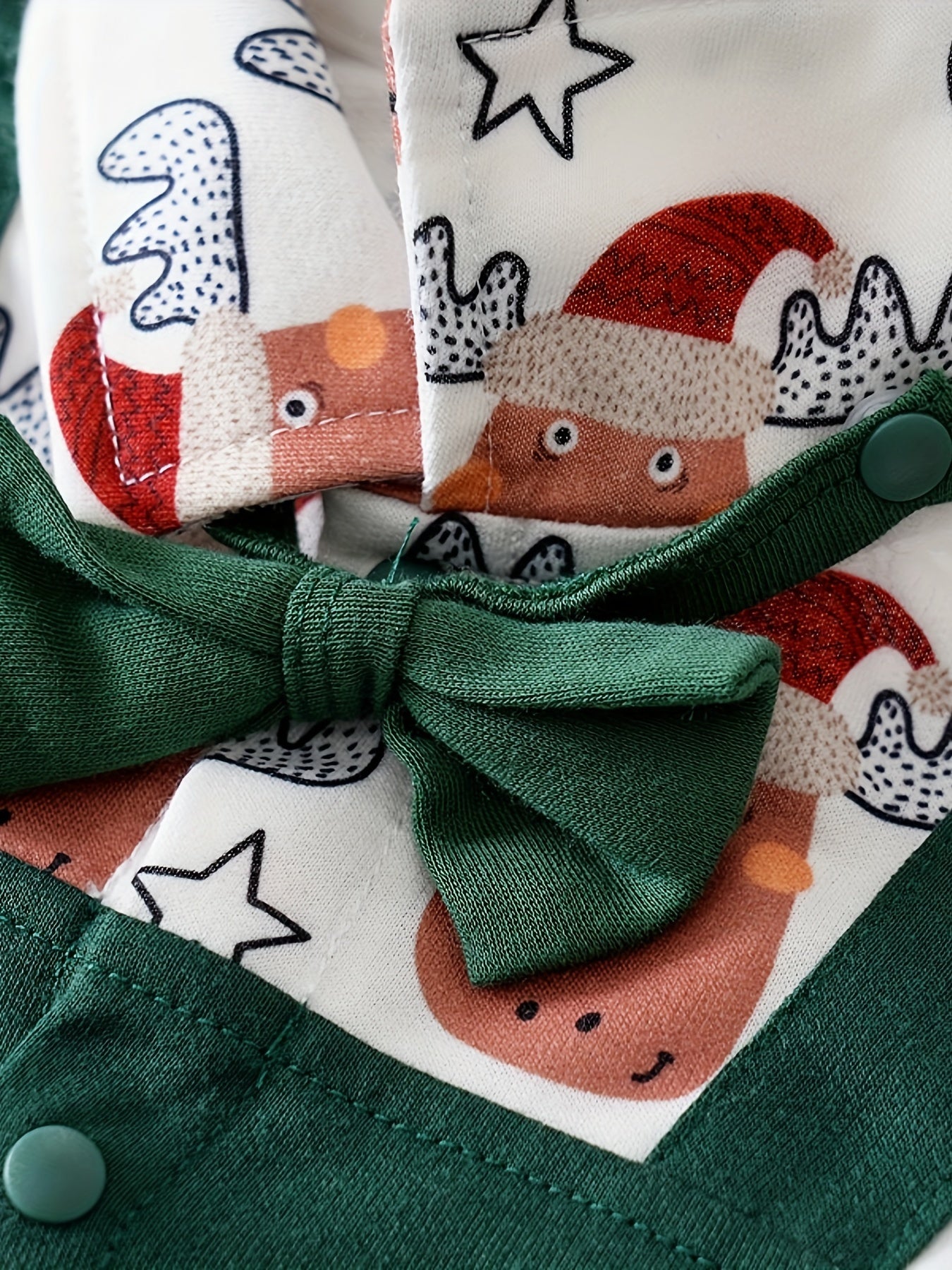 Faux Formal Suit Design Xmas Deer & Gift Pattern Jumpsuit With A Bow Tie For Baby Boys, Suitable For Autumn And Winter Outdoors