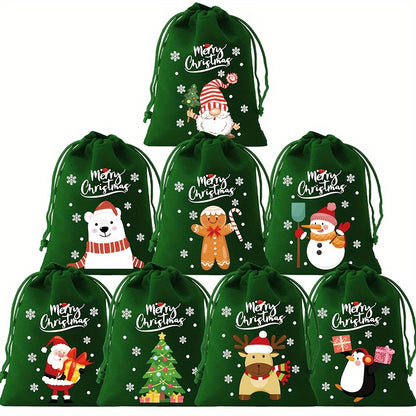 8pcs Christmas Velvet Drawstring Gift Bags Set - Perfect for Candy, Jewelry & Party Favors - Ideal for Weddings, Birthdays & Holidays