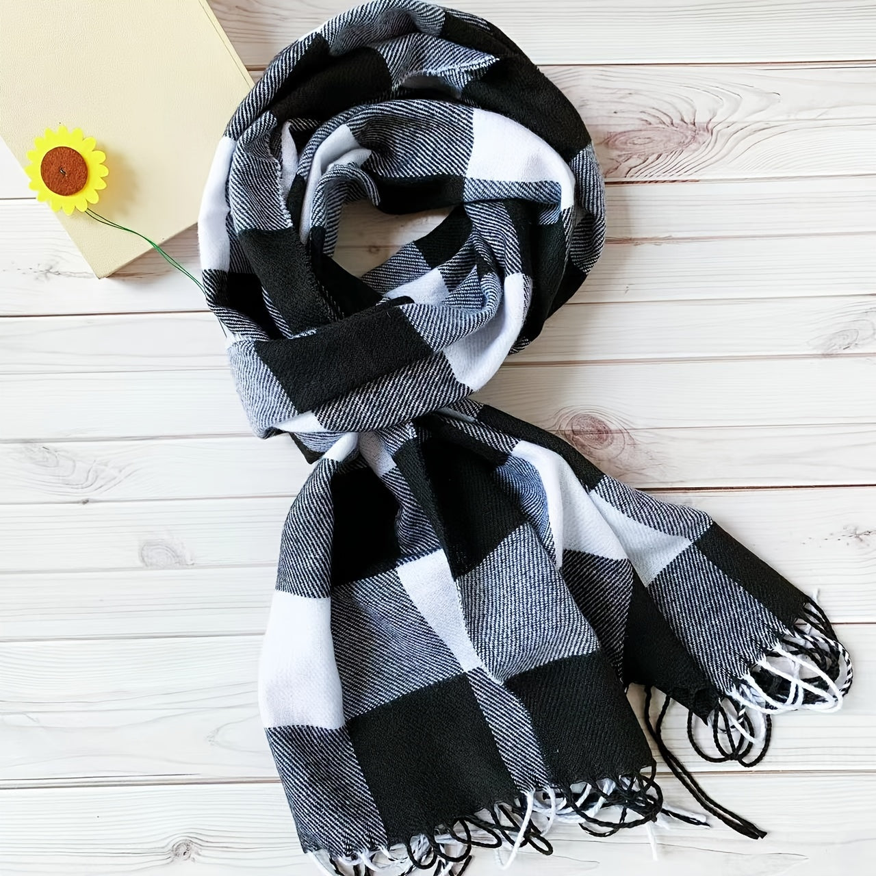 Men's Plaid Pattern Fringe Scarf