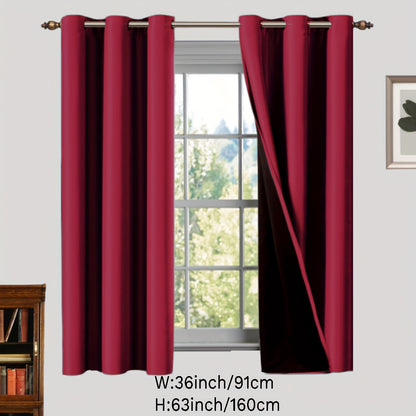 2 Panels Blackout Curtain Polyester Coated Insulated Blackout Grommet Top Curtains For Bedroom, Living Room, Home Decor, Room Decor