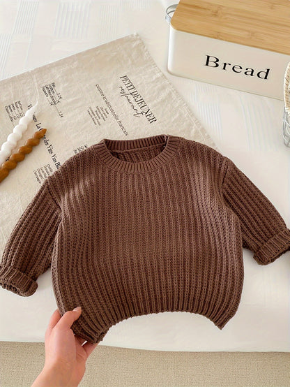 Boys Korean Style Knit Pullover Sweater, Casual & Comfortable Top For Fall/Winter