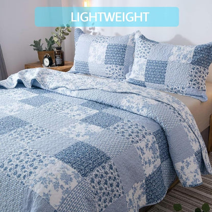 Trendy Quilt Set, Light Floral Pattern All Season Lightweight Bedspread Coverlet Sets - Hypoallergenic and Breathable for Home Bedding, Guest Room, Bed Room, RV, Camper, Cabin and College Dorm