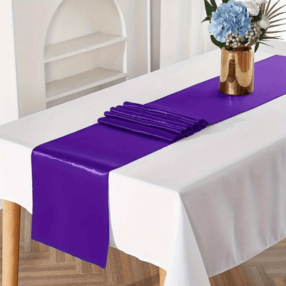 10pcs Satin Table Runner - Romantic Boho Sashes for Wedding, Bridal Shower, Baby Shower, Holiday Banquet, Thanksgiving, Birthday Party, Table, Dining Room, Dresser Decor, Home Decor, Scene Decor, 12" X 108" Stacking Table Runner