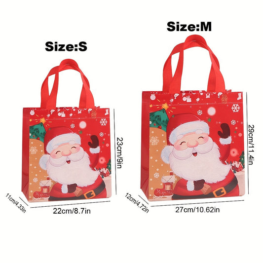 24pcs Foldable Polypropylene Christmas Gift Bags Set with Santa, Reindeer, Snowman Prints for Party Favors, Retail Shopping, and Birthday Presents