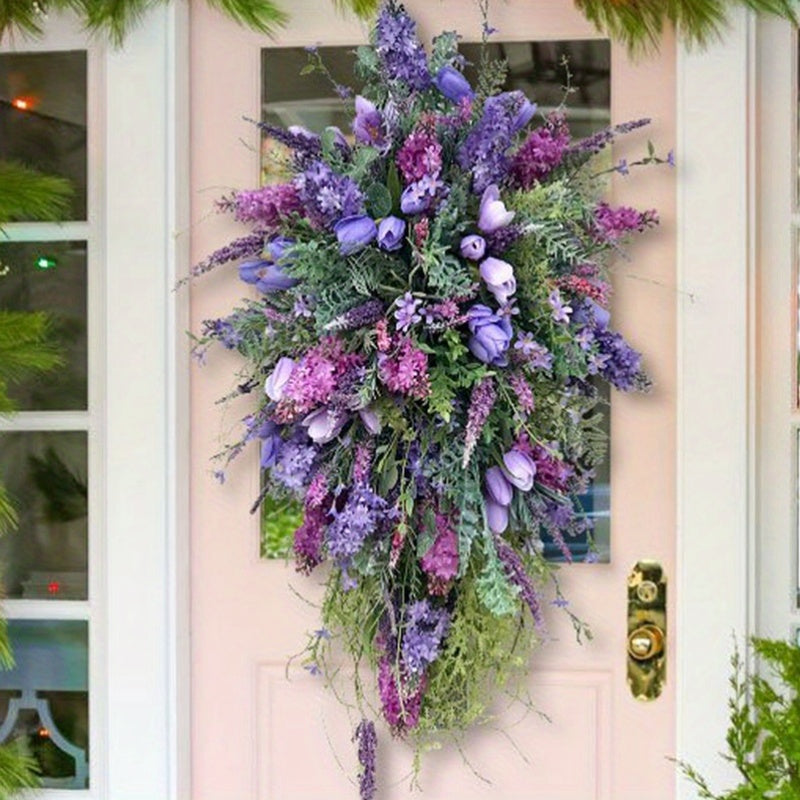 Artificial Spring Wreath Decor Wreath Home Decoration Spring Wreath Flower Wreath Floral Spring Artificial Wreaths