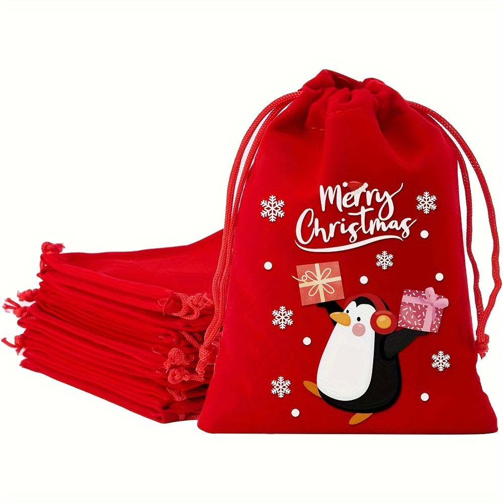 8pcs Christmas Velvet Drawstring Gift Bags Set - Perfect for Candy, Jewelry & Party Favors - Ideal for Weddings, Birthdays & Holidays