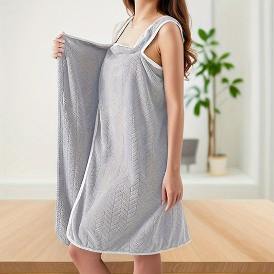 1pc Luxurious Bath Towel Dress - Highly Absorbent, Soft, and Plush Bathrobe with Pockets, Decorative Bow, and Stylish Solid Color Design - Perfect for Home, Travel, and Spa, Suitable for Women of All Ages
