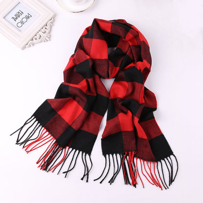 Men's Plaid Pattern Fringe Scarf