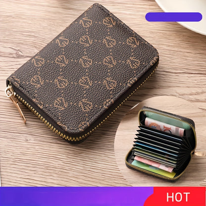 Multi-Slot Compact Zip-Around Wallet – Mini Printed Clutch with Coin Purse, Portable Design for Daily Use, Secure Credit Card & Cash Organizer