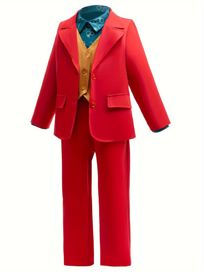 Stylish Little Gentleman's Suit - Long Sleeves, Pants, Jacket, Shirt, and Vest - Perfect for Halloween, Christmas, and Birthday Parties - Age 3 and Up, Polyester Blend Material, Comfortable and Durable, Easy to Move Around