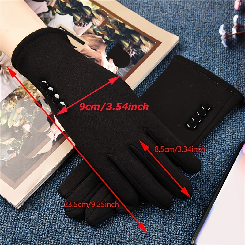 Four Breasted Monochrome Gloves Stylish Thick Warm Split Finger Gloves Autumn Winter Coldproof Ski Gloves