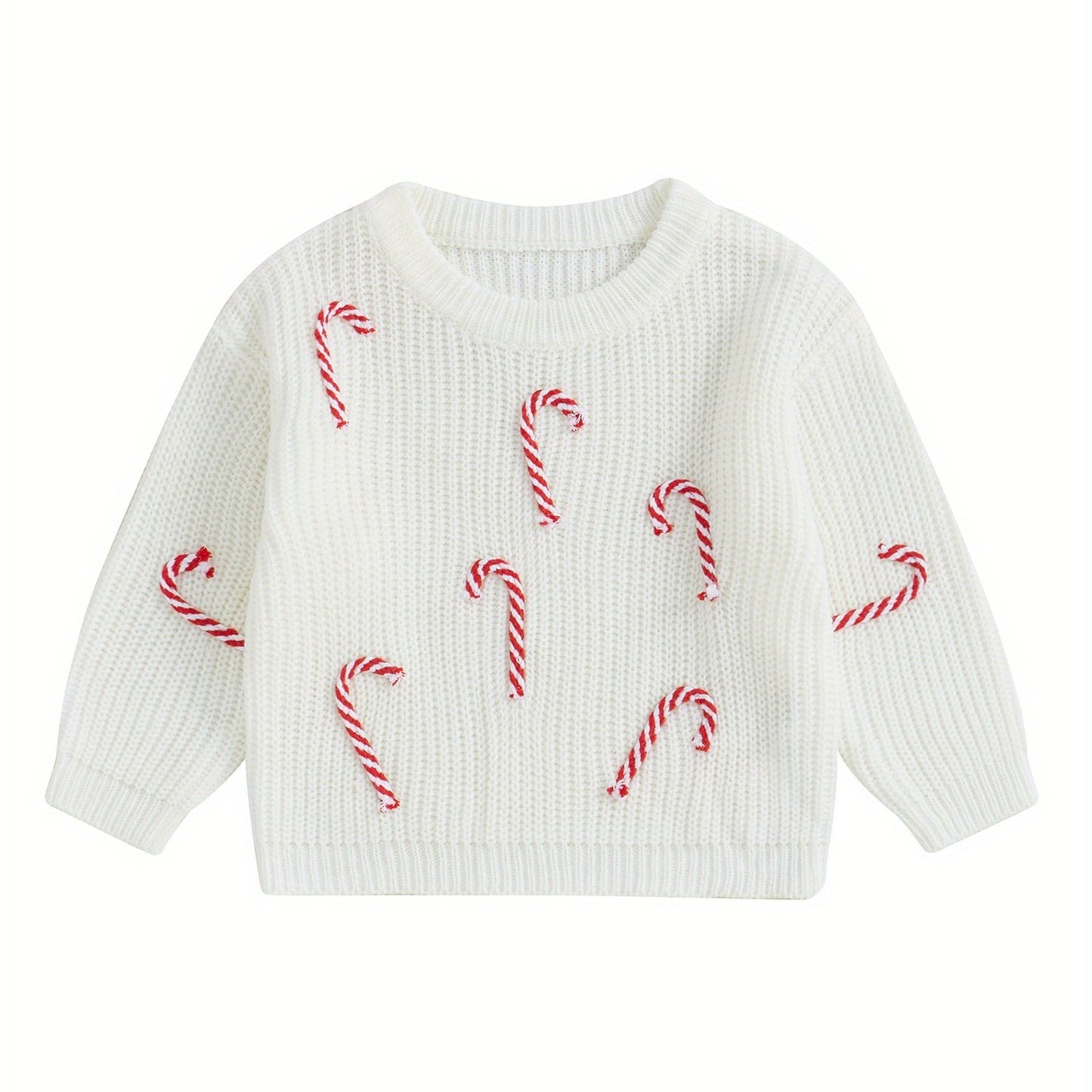 Baby Boy Girl Christmas Sweater Candy Cane Knit Sweaters Oversized Sweatshirt Crewneck Pullover Tops My 1st Christmas Outfit Xmas Warm Fall Winter Clothes 0-3T