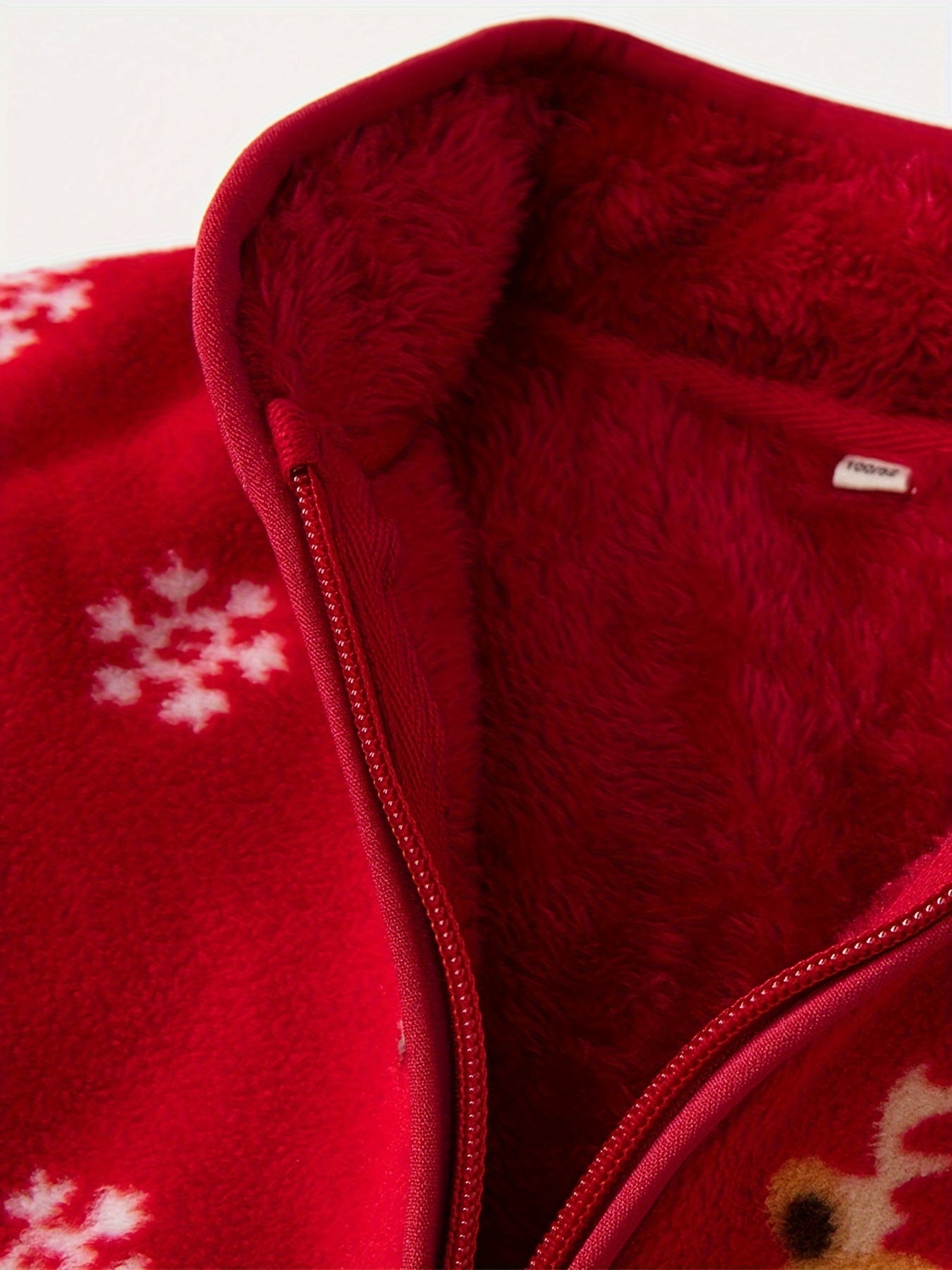 Cozy Boy's Reindeer Pattern Fleece Jacket, Warm Zip-Up Stand Collar Coat for Fall Winter Outdoor Adventures