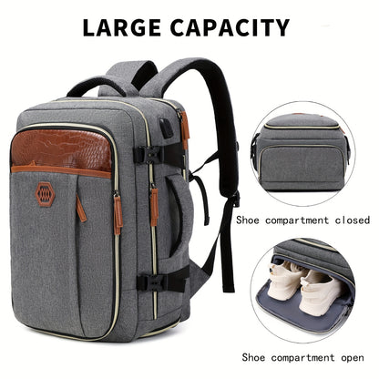 Luxury Travel Backpack -  Large Capacity, TSA-Approved, Waterproof, with Independent Shoe Grid and USB Charging Port - Perfect for Outdoor Adventures and Business Trips