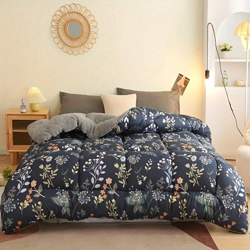 Soft & Cozy Floral Sherpa Fleece Comforter - Stain-Resistant, All-Season Bedding For A Warm And Inviting Sleep