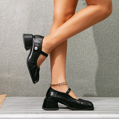 flowersverse - Block leatherette  Daily Women Heeled Mary Janes