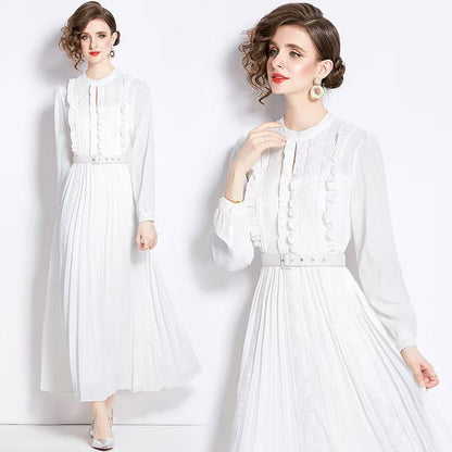 flowersverse Chiffon Long Sleeve Patchwork Bodycon Maxi Dresses