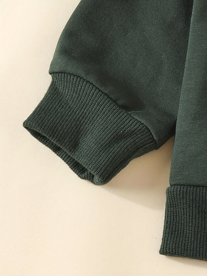 Baby Boys And Girls Christmas Print Cute Outfits, Kids 2pcs Sweatshirt Casual Pocket Pants Set