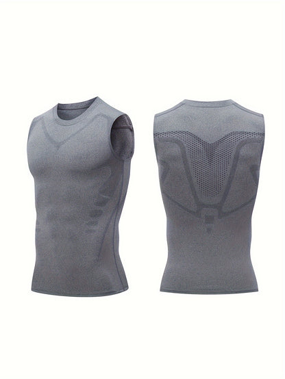 Men's Premium Quick-Dry Tank Top - Ultra-Breathable, High-Elasticity, Round Neck, Sleeveless Design - Ideal for Sports, Fitness, Ball Games, Athletic Style, Comfortable Wear, Moisture-Wicking, Anti-Shrinkage, Easy Care