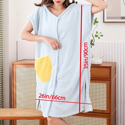 1pc Super Absorbent Hooded Bathrobe for Women - Soft, Plush, and Luxurious for Shower, Spa, and Bath with Hat and Big Bath Towel for Ultimate Relaxation