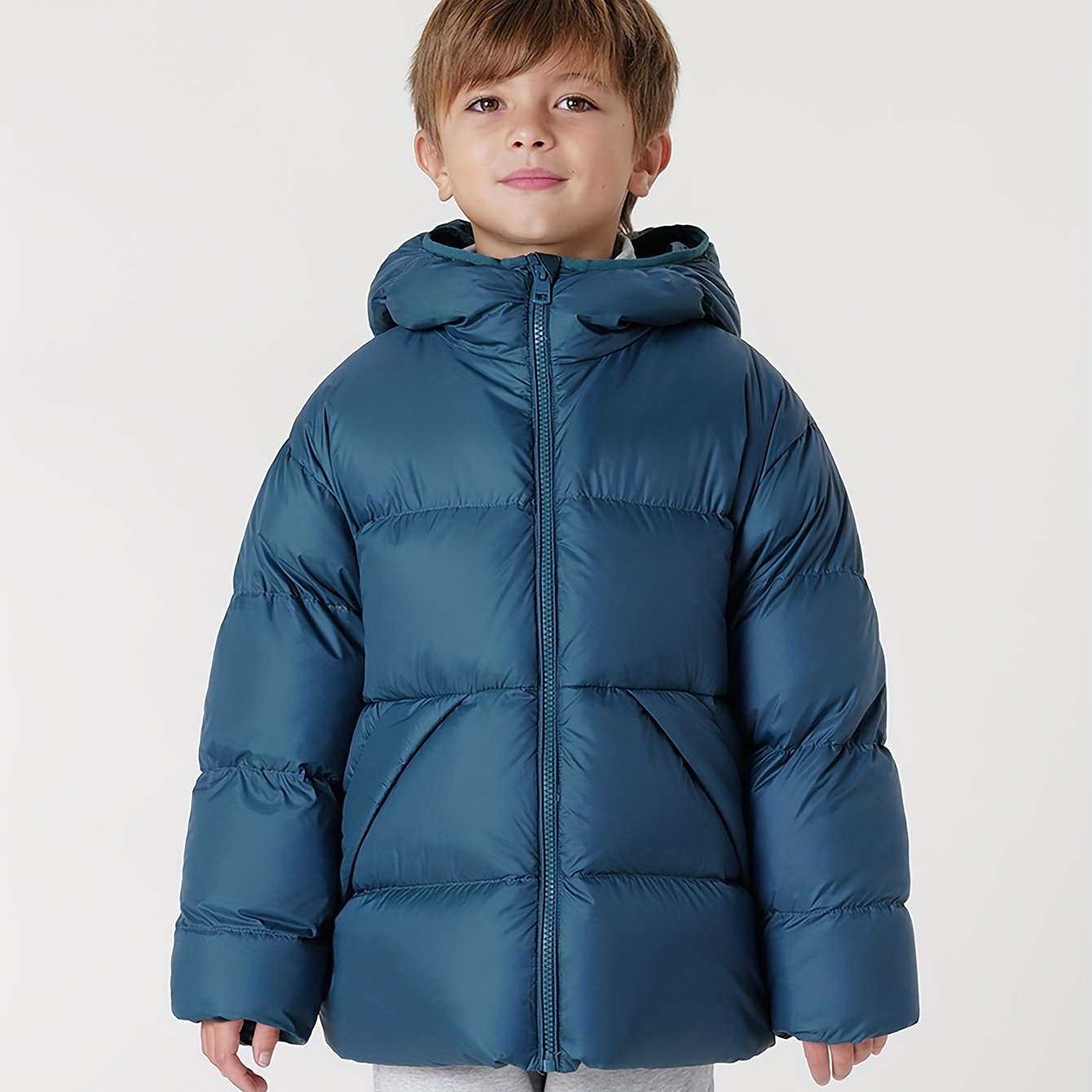 MARC&JANIE Kid's Outdoor Down Jacket, Light-weight Warm Zip Up Jacket, Boy's Clothes For Winter Outdoor, As Gift