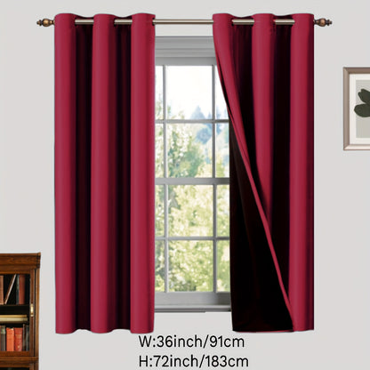 2 Panels Blackout Curtain Polyester Coated Insulated Blackout Grommet Top Curtains For Bedroom, Living Room, Home Decor, Room Decor