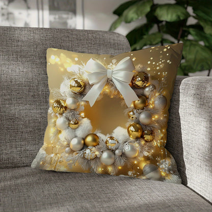 4PCS Christmas Holiday Decorative Throw Pillow Covers, Velvet Printed Swan Design, Luxury Golden Comfort Soft Cushion Cases, Festive Single-Sided Print, Zippered, Machine Washable for Living Room, Bedroom, Sofa – 100% Polyester