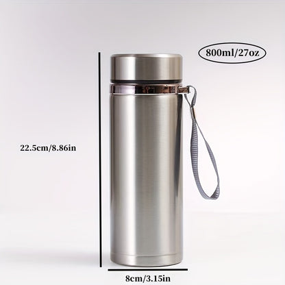 Stainless Steel Insulated Sports Water Bottle With Tea Infuser - Large Capacity, Leak-Proof, Ideal For Business & Office Use, Hand Wash Only