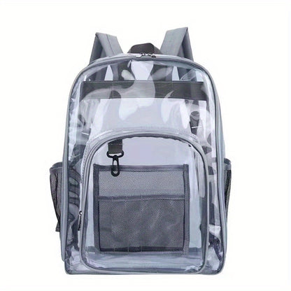 Large Capacity Clear PVC Backpack - Durable, Lightweight, and Fashionable Commuter Bag with Zipper Closure - Perfect for School and Daily Use