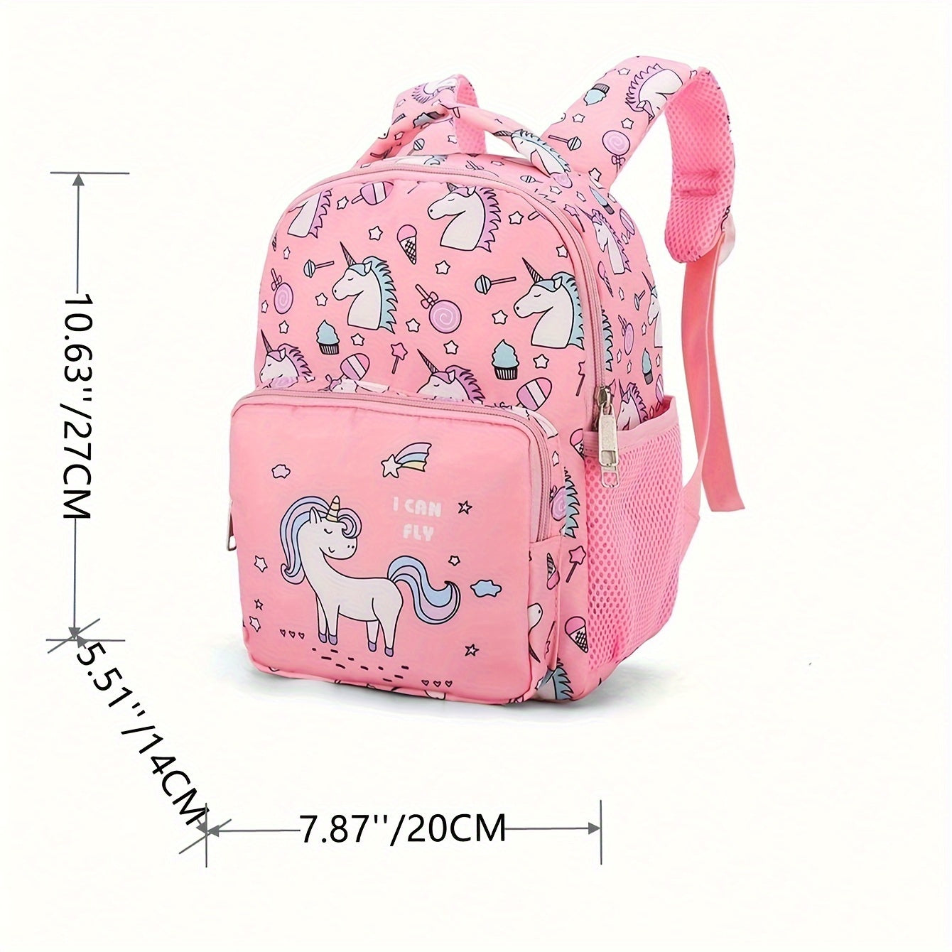 1pc Adorable Unicorn Backpack for Girls - Cute Printed Nylon, Perfectly Durable, Ideal Gift for Little Ones, Great for School & Play!