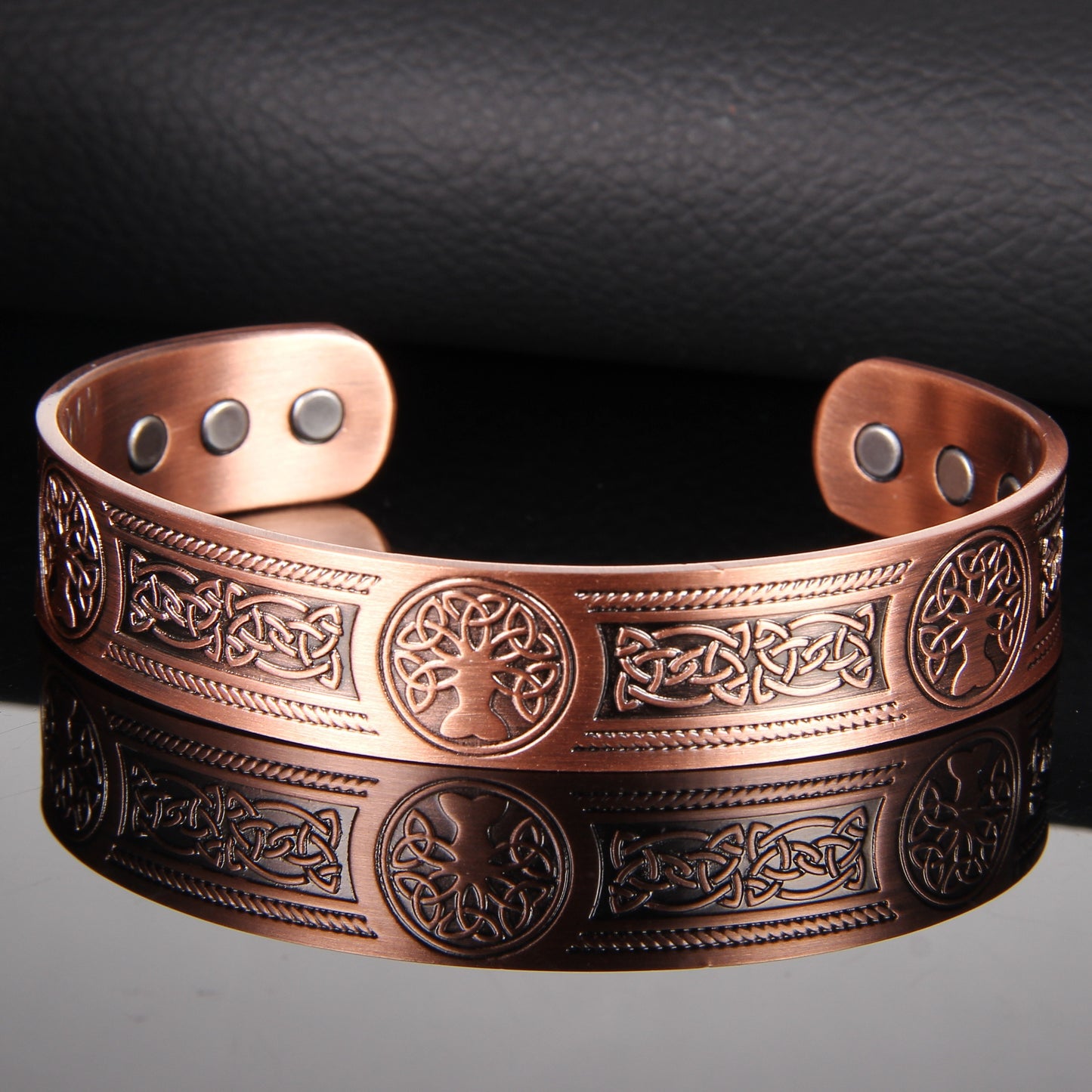 6pcs Solid Copper Magnetic Cuff Bangle - Tree of Life Pattern, Adjustable Size, Ultra Strong Magnets, Gift for Men Women, Mom Dad, Birthday, Christmas, Anniversary, and Everyday Wear