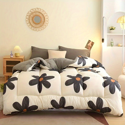 Soft & Cozy Floral Sherpa Fleece Comforter - Stain-Resistant, All-Season Bedding For A Warm And Inviting Sleep