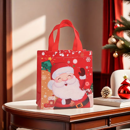 24pcs Foldable Polypropylene Christmas Gift Bags Set with Santa, Reindeer, Snowman Prints for Party Favors, Retail Shopping, and Birthday Presents
