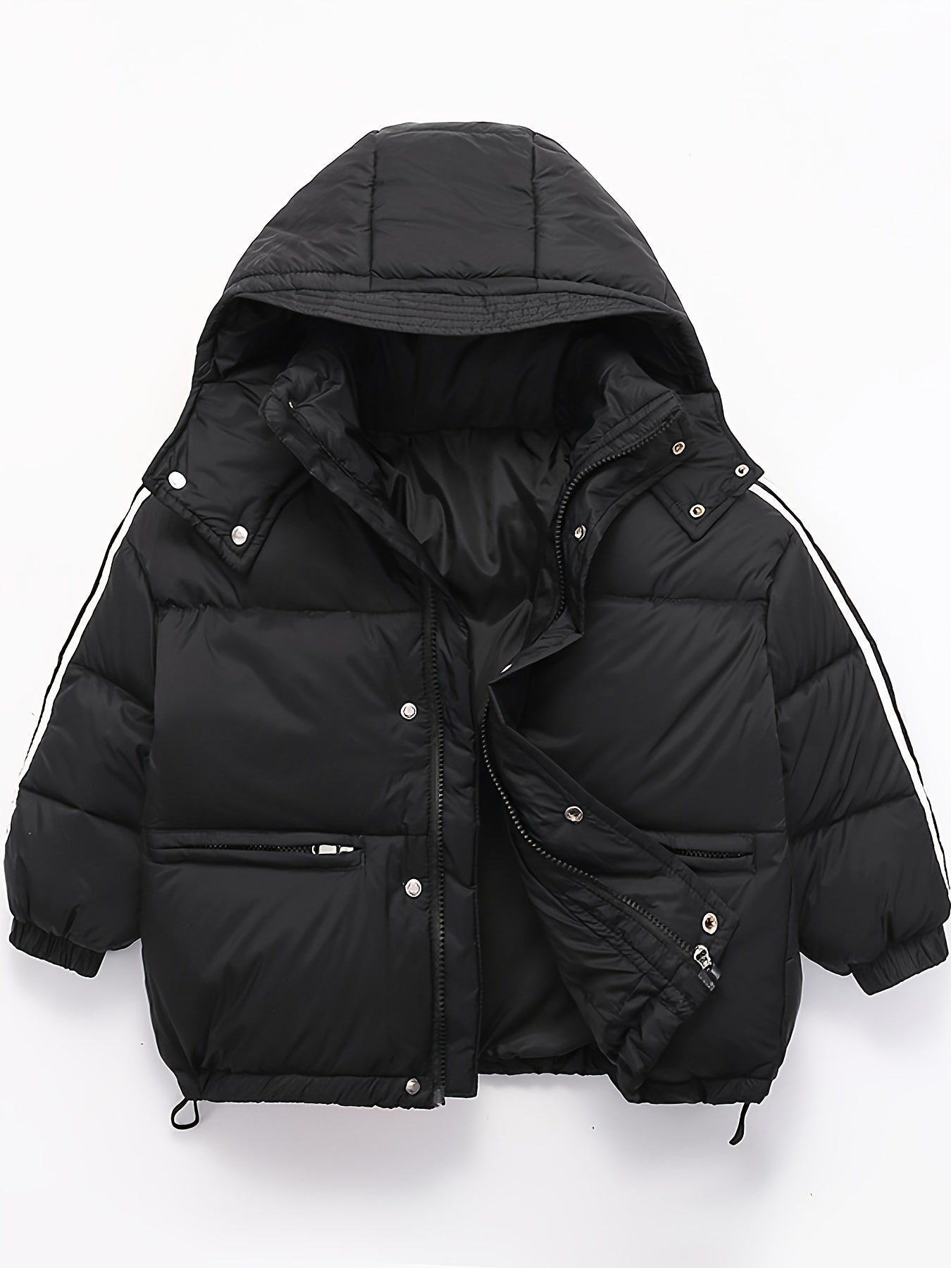 Boys' Deluxe Down Jacket Snow Suits - Soft, Warm, Zip-Up Hooded Winter Overcoat with Spacious Pockets, Reflective Strips for Enhanced Visibility, Perfect for Outdoor Play, Cold Weather Activities, and School Days