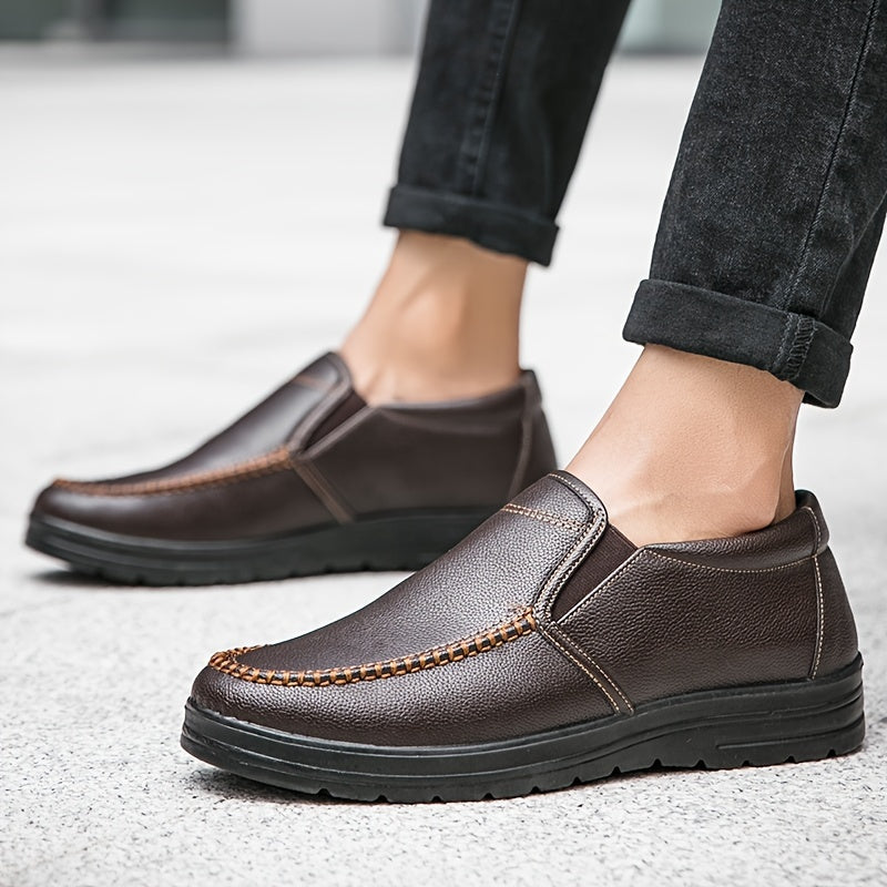 Mens Premium Solid Dress Loafers - Super-Breathable & Durable Slip-Ons - Ideal for Business Office, All-Day Comfort, Perfect for Spring & Autumn