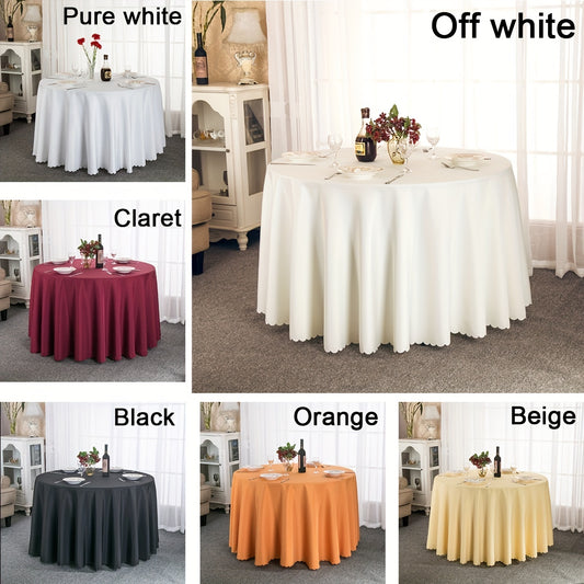 1pc Solid Color Plain Tablecloth, Stain And Wrinkle Resistant Washable Polyester Table Cloth, Decorative Fabric Table Cover For Dining Table, Buffet Parties And Camping
