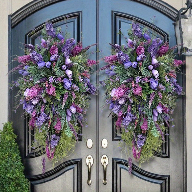 Artificial Spring Wreath Decor Wreath Home Decoration Spring Wreath Flower Wreath Floral Spring Artificial Wreaths