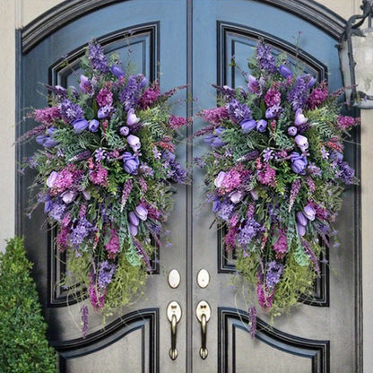 Artificial Spring Wreath Decor Wreath Home Decoration Spring Wreath Flower Wreath Floral Spring Artificial Wreaths