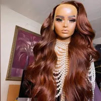 Ombre Ginger Orange Colored Lace Front Human Hair Wigs For Women Transparent Lace Body Wave Synthetic Wig Pre Plucked 180%