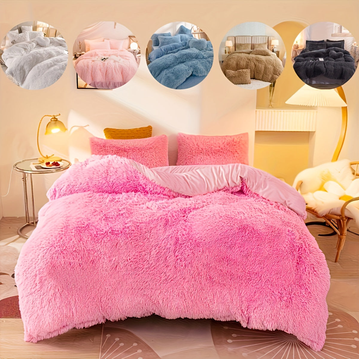 3-Piece Plush Velvet Duvet Cover Set - Soft, Comfortable, Warm, and Cozy Bedding for Autumn and Winter - Ideal for Bedroom and Guest Room, Without Core