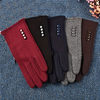 Four Breasted Monochrome Gloves Stylish Thick Warm Split Finger Gloves Autumn Winter Coldproof Ski Gloves