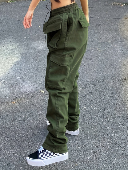 Womens Cargo Pants - Spacious Flap Pockets, Ultra-Comfortable Loose Fit, Adjustable Drawstring Elastic Waist, Stylish Casual Design for Everyday Wear, Ideal for Sports and Outdoor Activities - Designed for Active Womens Activewear