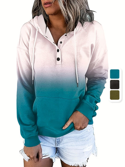 Stylish Color Block Hoodie with Kangaroo Pocket - Adjustable Drawstring Casual Sweatshirt for Women - Comfortable Long Sleeve Design