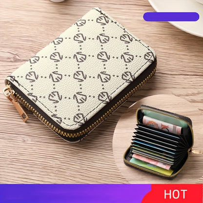 Multi-Slot Compact Zip-Around Wallet – Mini Printed Clutch with Coin Purse, Portable Design for Daily Use, Secure Credit Card & Cash Organizer