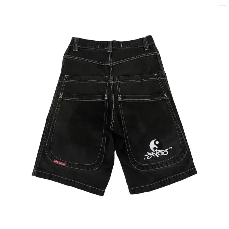 Men's Pants JNCO Shorts Y2K Hip Hop Pocket Baggy Denim Gym Men Women  Summer Haruku Gothic Basketball Streetwear