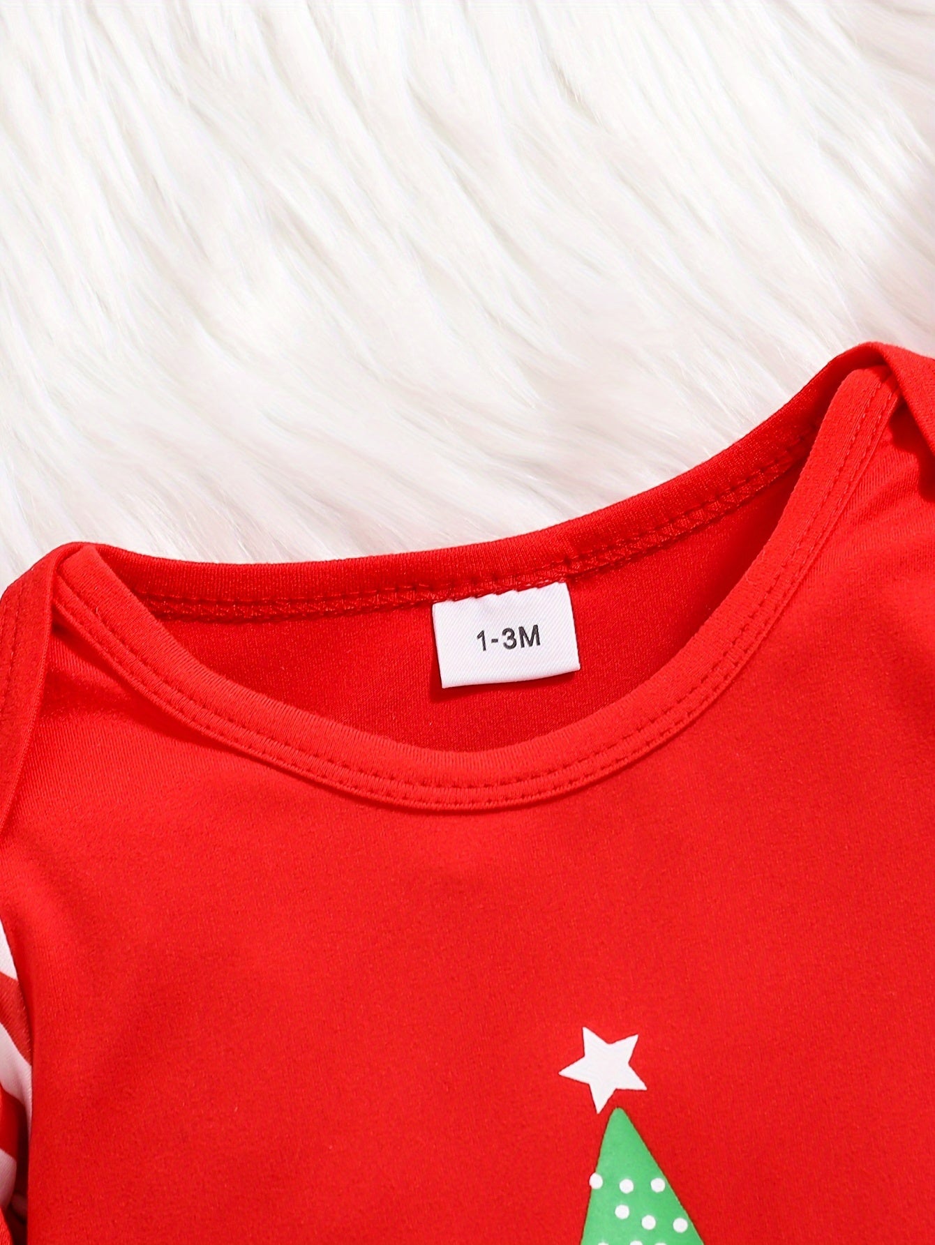 Infant Baby Unisex "My 1st Christmas" Alphabet Print Striped Long Sleeve Romper & Beanie Set - Cute Polyester Knit Fabric Outfit for Fall/Winter, For Outdoor