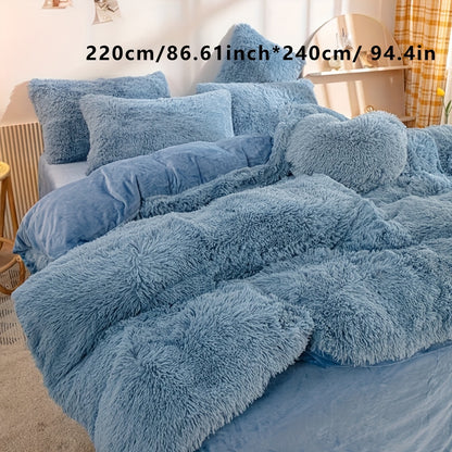 3-Piece Plush Velvet Duvet Cover Set - Soft, Comfortable, Warm, and Cozy Bedding for Autumn and Winter - Ideal for Bedroom and Guest Room, Without Core