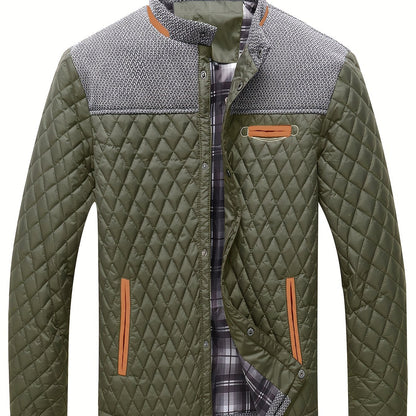 Men's Premium Quilted Winter Jacket - Warm, Lightweight, Casual Stand Collar Coat with Soft Filling, Water-Resistant Fabric, and Adjustable Hem for Comfortable Fit - Ideal for Outdoor Activities and Daily Wear