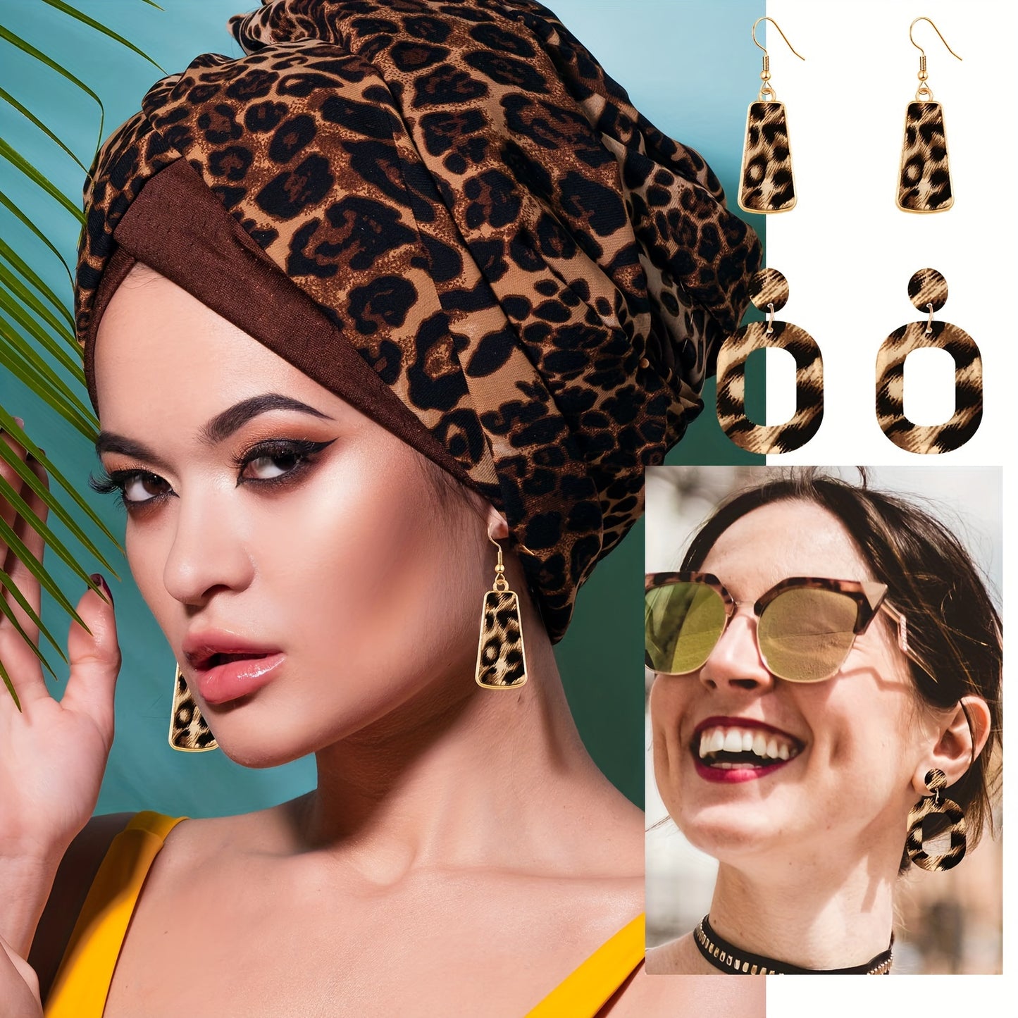 Chic 5pcs Leopard Print Jewelry Set For Women - Includes Clutch, Earrings, Leather Wrap Bracelets & Tassel Necklace Earrings For Women Jewelry For Women